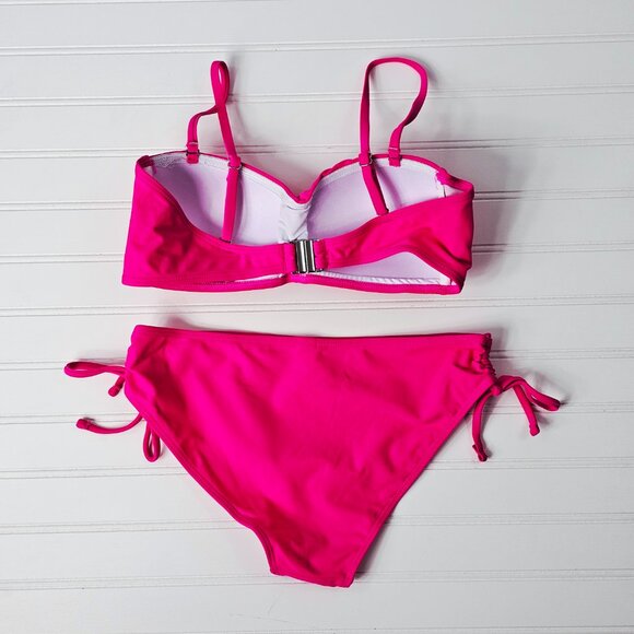 Women's Hot Pink Twist Front Side Shirred Bikini Set by Tempt Me Size S NWOT - Picture 7 of 14